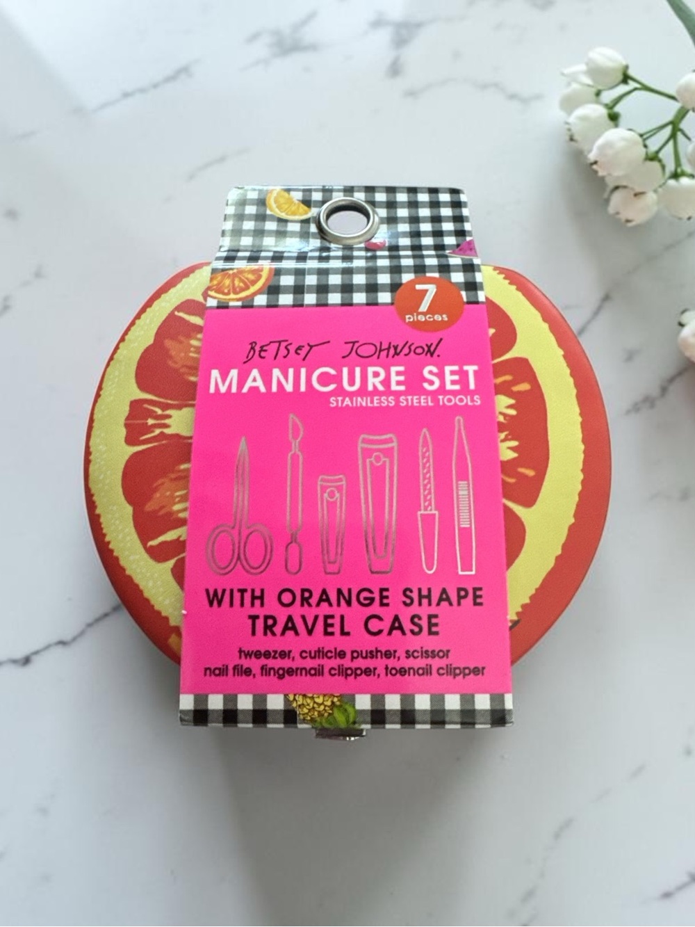 Betsey Johnson Orange Manicure Set with Travel Case